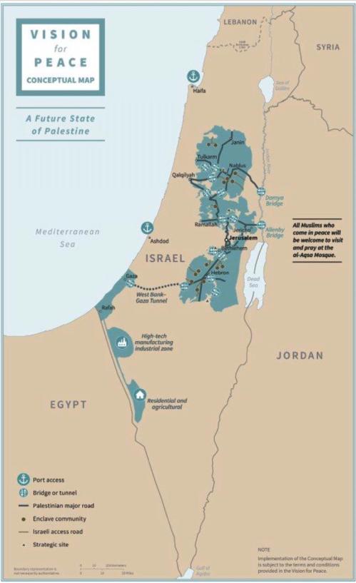 Mapa do plano de Trump Palestina